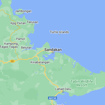 Map showing location of Sandakan (5.840200, 118.117900)