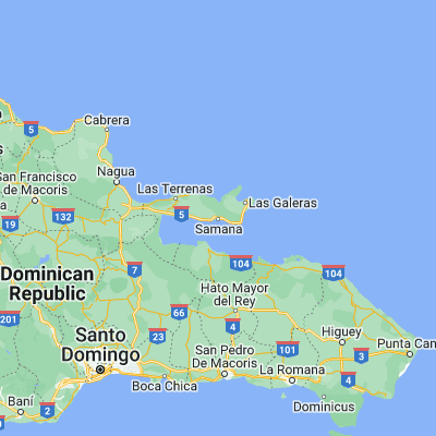 Map showing location of Santa Bárbara de Samaná (19.205610, -69.336850)