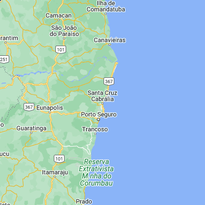 Map showing location of Santa Cruz Cabrália (-16.278060, -39.024720)