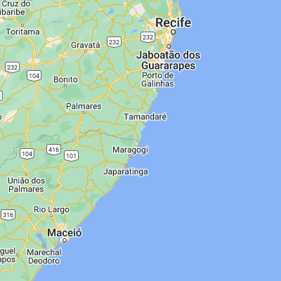 Map showing location of São José da Coroa Grande (-8.897780, -35.147780)