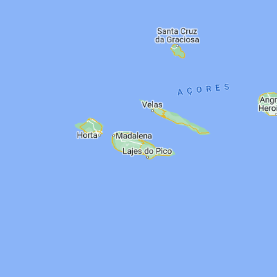 Map showing location of São Roque do Pico (38.516670, -28.316670)