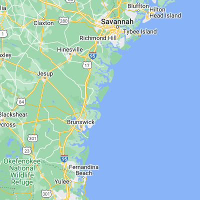 Map showing location of Sapelo Island (31.397450, -81.278710)