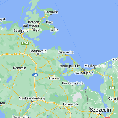 Map showing location of Sauzin (54.033330, 13.783330)