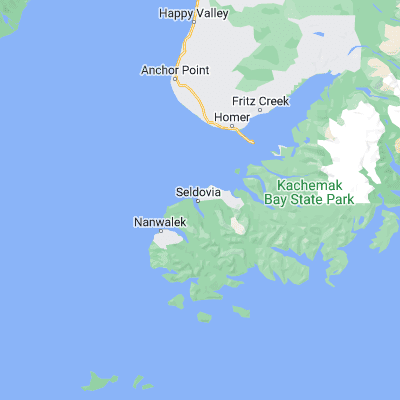 Map showing location of Seldovia (59.438060, -151.711390)