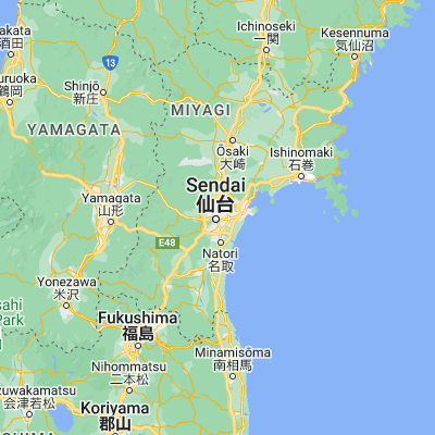 Map showing location of Sendai-shi (38.268890, 140.871940)