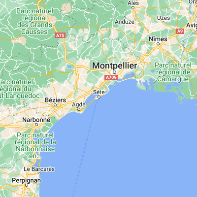 Map showing location of Sète (43.401760, 3.696600)