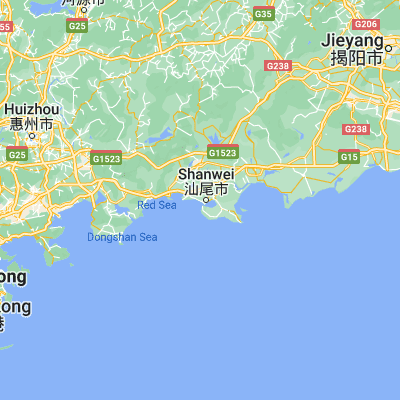 Map showing location of Shanwei (22.781990, 115.347500)