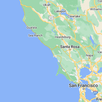 Map showing location of Shell Beach (38.421300, -123.113060)