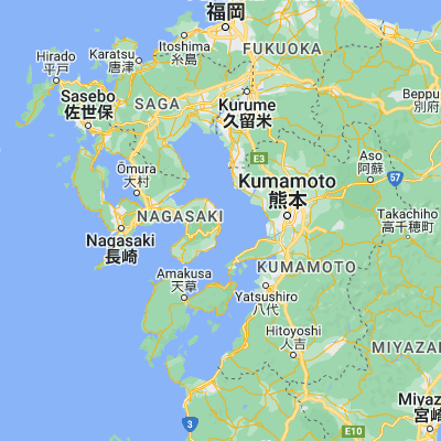 Map showing location of Shimabara (32.783330, 130.366670)