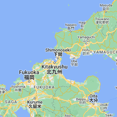 Map showing location of Shimonoseki (33.950000, 130.950000)