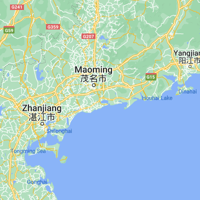 Map showing location of Shuidong (21.509140, 110.994870)