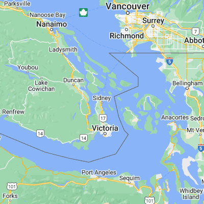 Map showing location of Sidney (48.649640, -123.402620)