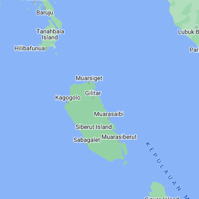 Map showing location of Sikabaluan (-1.119610, 98.992170)
