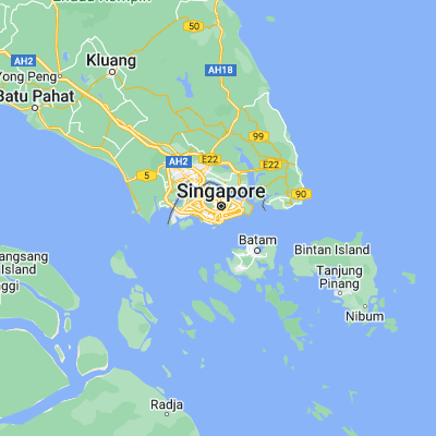 Map showing location of Singapore (1.289670, 103.850070)
