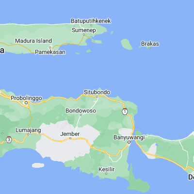 Map showing location of Situbondo (-7.706230, 114.009760)