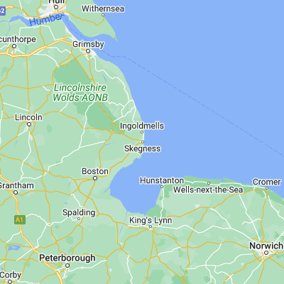 Map showing location of Skegness (53.143620, 0.336300)
