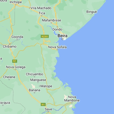 Map showing location of Sofala (-20.155000, 34.731670)