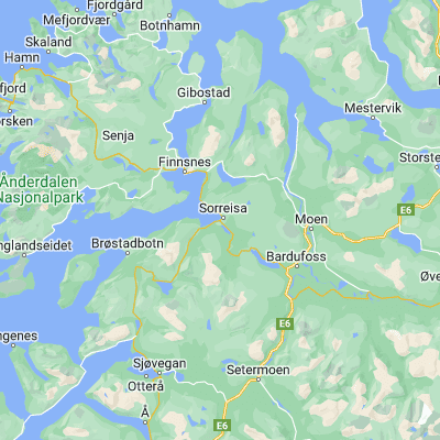 Map showing location of Sørreisa (69.145270, 18.152920)