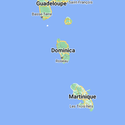 Map showing location of Soufrière (15.233330, -61.366670)