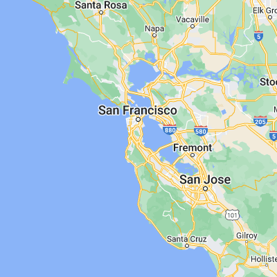 Map showing location of South San Francisco (37.654660, -122.407750)