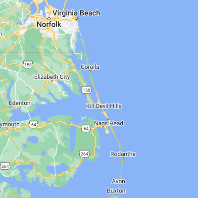 Map showing location of Southern Shores (36.139050, -75.731570)