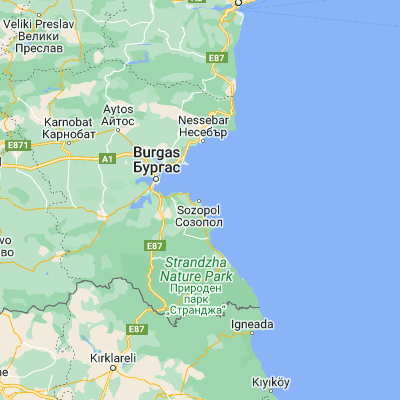 Map showing location of Sozopol (42.416670, 27.700000)