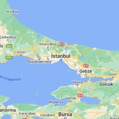 Map showing location of İstanbul (41.013840, 28.949660)