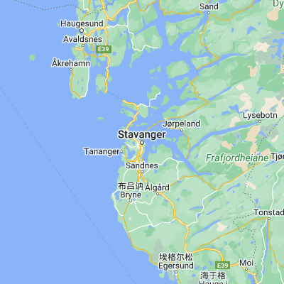 Map showing location of Stavanger (58.970050, 5.733320)