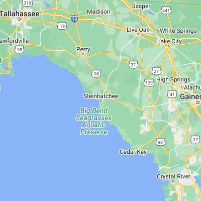 Map showing location of Steinhatchee (29.671060, -83.387640)