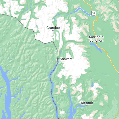 Map showing location of Stewart (55.935980, -129.986600)