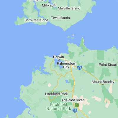 Map showing location of Stuart Park (-12.443060, 130.845000)