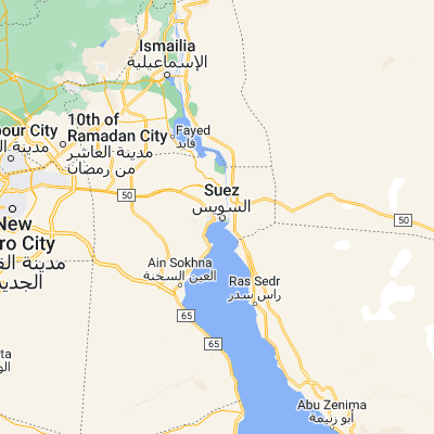 Map showing location of Suez (29.973710, 32.526270)