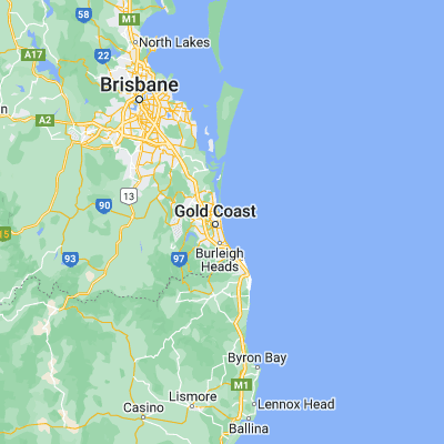 Map showing location of Surfers Paradise (-28.002740, 153.429990)