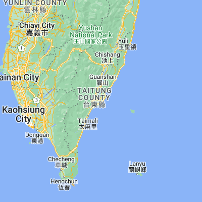 Map showing location of Taitung City (22.758300, 121.144400)