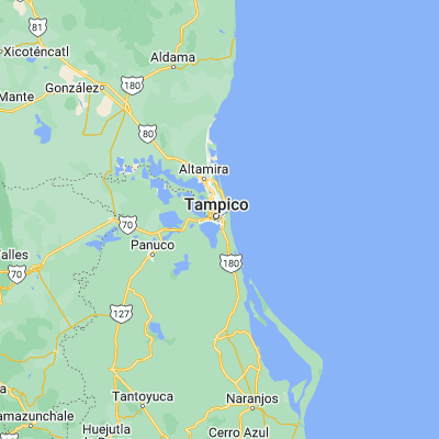 Map showing location of Tampico (22.216670, -97.850000)