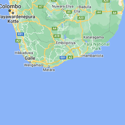 Map showing location of Tangalla (6.024000, 80.791100)