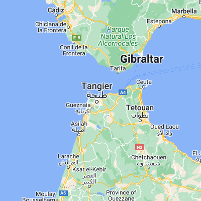 Map showing location of Tangier (35.767270, -5.799750)