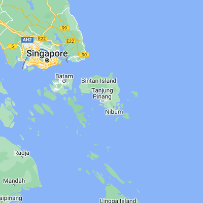 Map showing location of Tanjungpinang (0.916670, 104.450000)