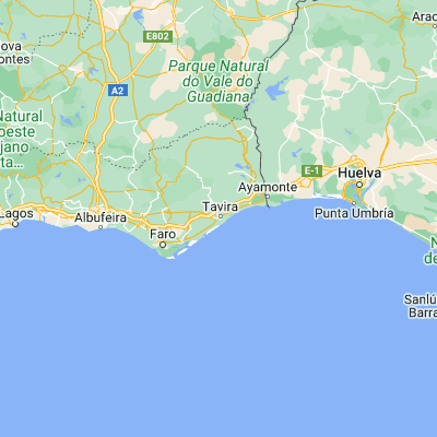 Map showing location of Tavira (37.127340, -7.648610)