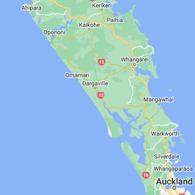 Map showing location of Te Kopuru (-36.028190, 173.900180)