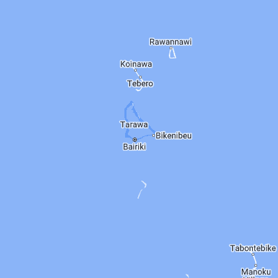 Map showing location of Teaoraereke Village (1.333090, 173.011620)