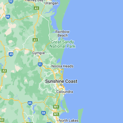 Map showing location of Teewah Beach (-26.277300, 153.066060)