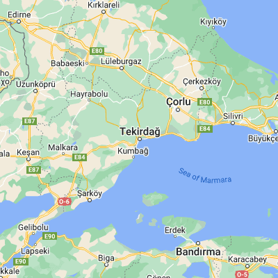 Map showing location of Tekirdağ (40.978010, 27.508520)