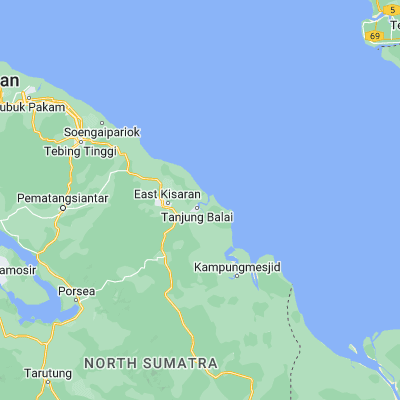 Map showing location of Teluk Nibung (3.001000, 99.816400)