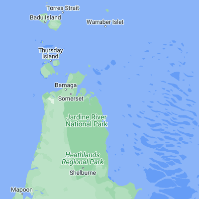 Map showing location of Tern Island (-10.998330, 142.758900)