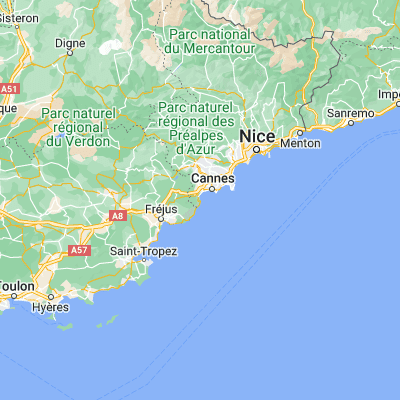 Map showing location of Théoule-sur-Mer (43.507800, 6.940800)