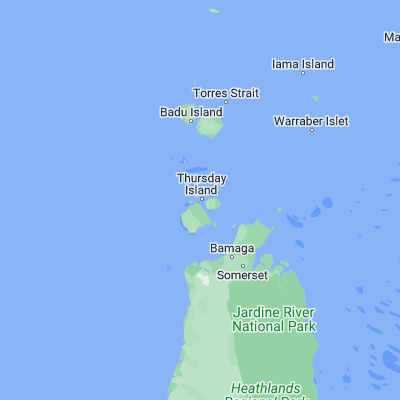 Map showing location of Thursday Island (-10.579240, 142.219310)