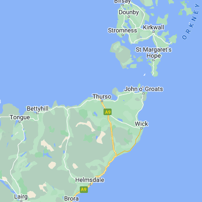 Map showing location of Thurso (58.592710, -3.525940)