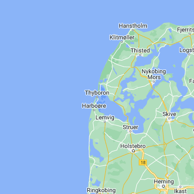 Map showing location of Thyborøn (56.698460, 8.212380)