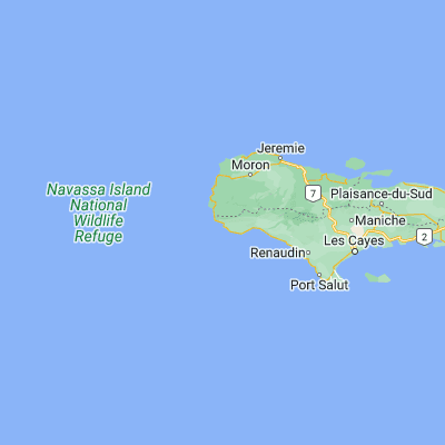 Map showing location of Tiburon (18.333330, -74.400000)